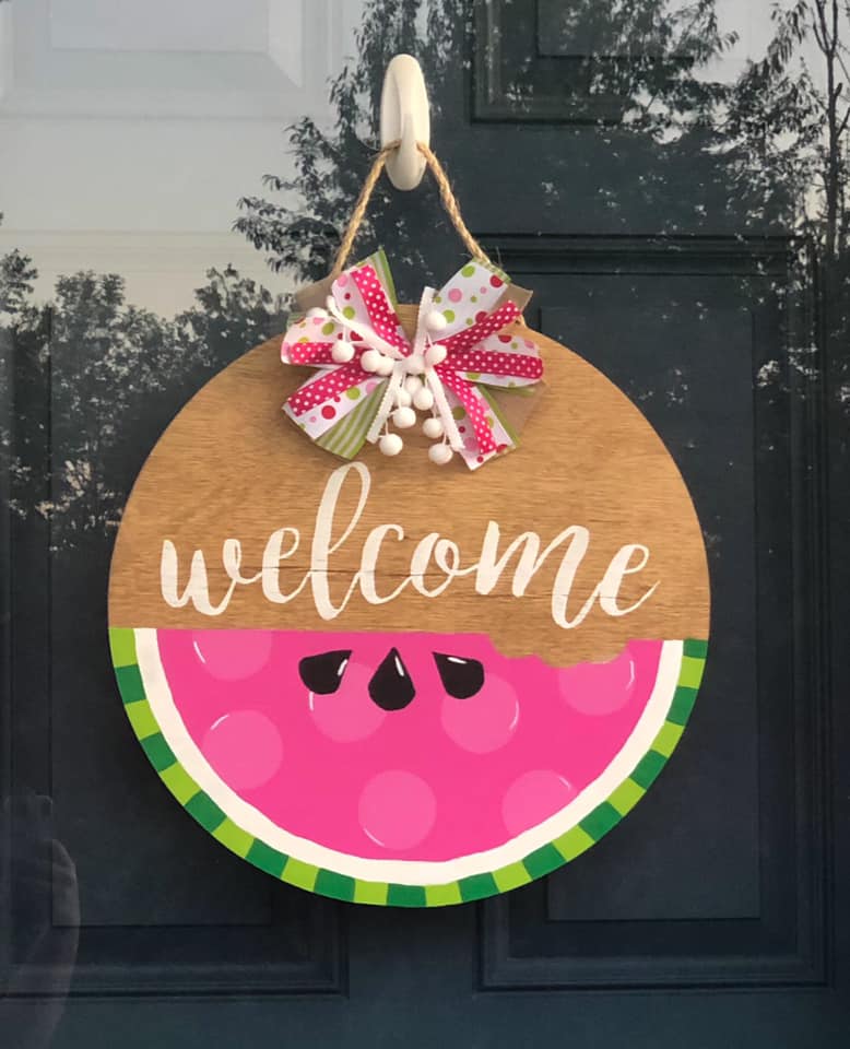 Rustic watermelon door hanger