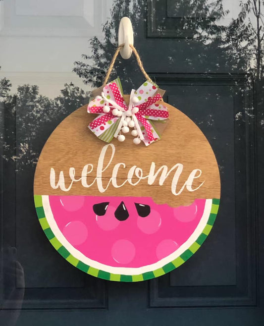 Rustic watermelon door hanger
